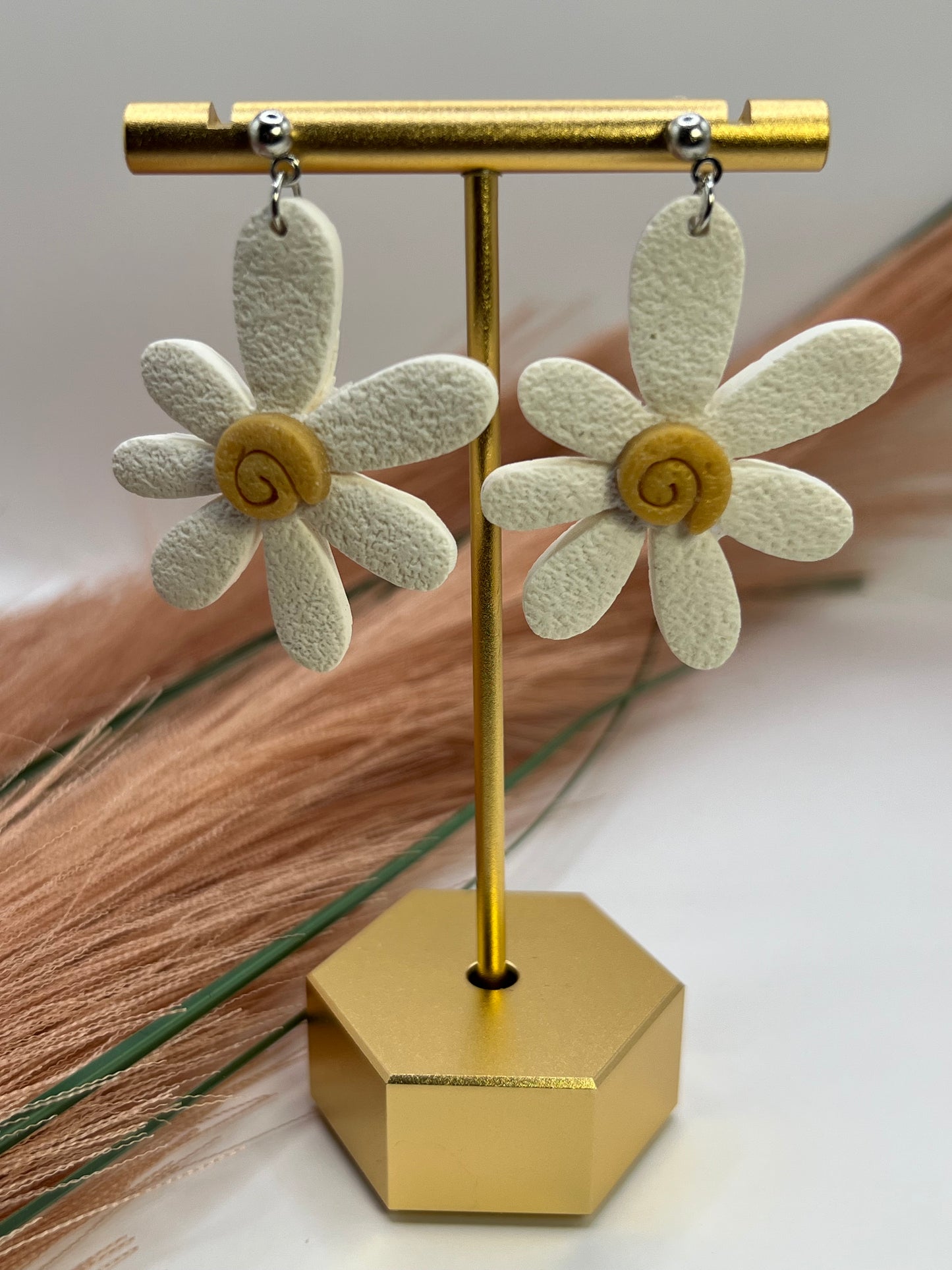 White floral dangles