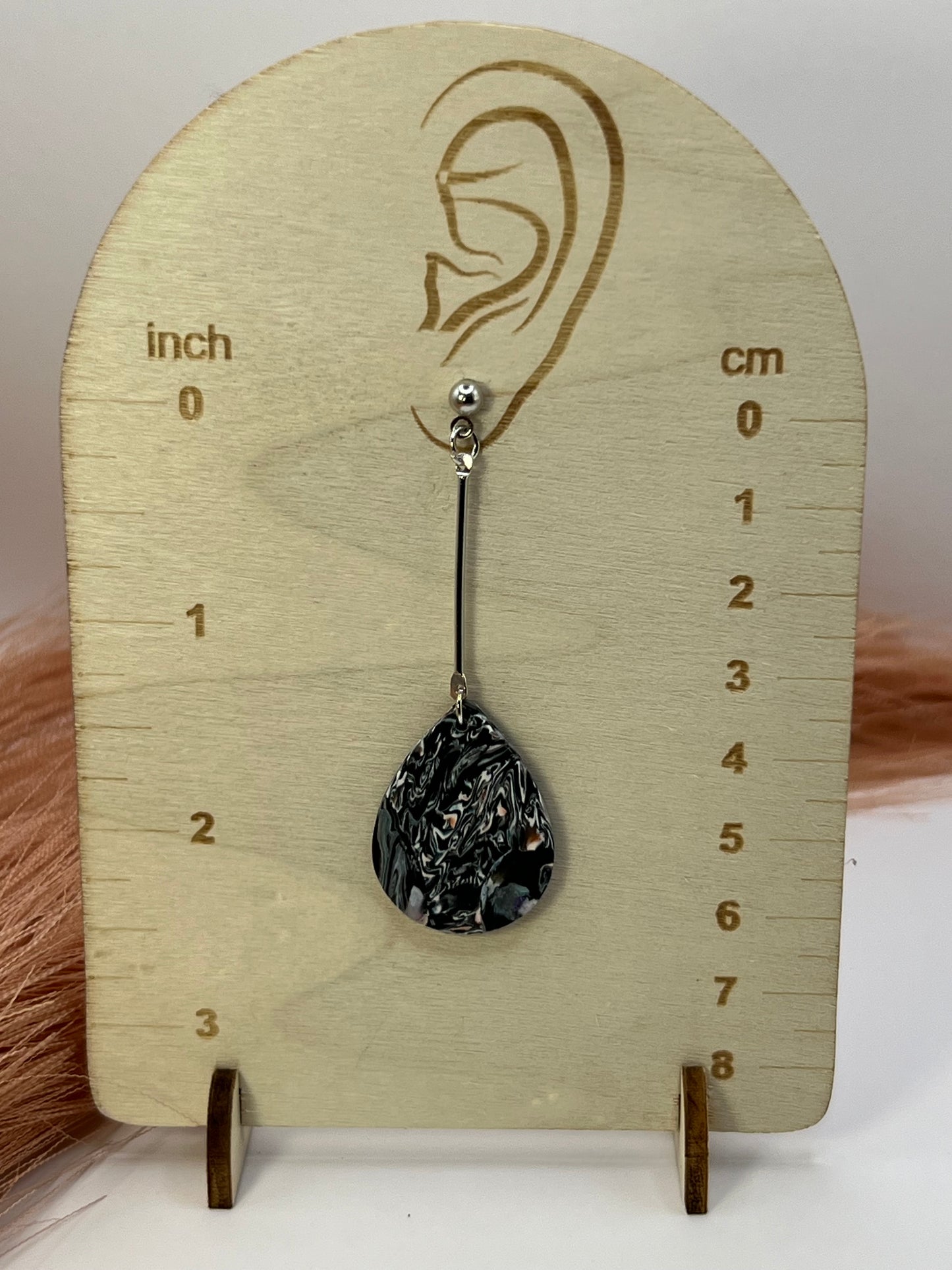 Multicolored black teardrop dangles