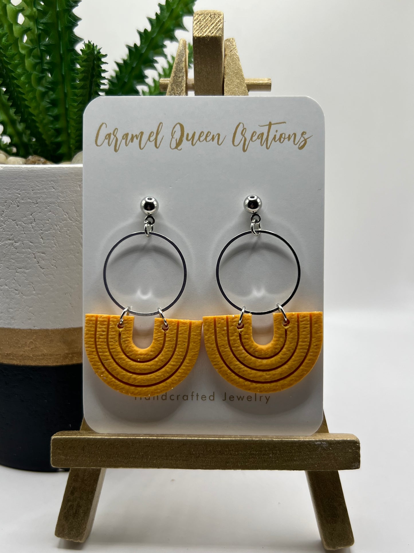 Silver hooped half circles dangles