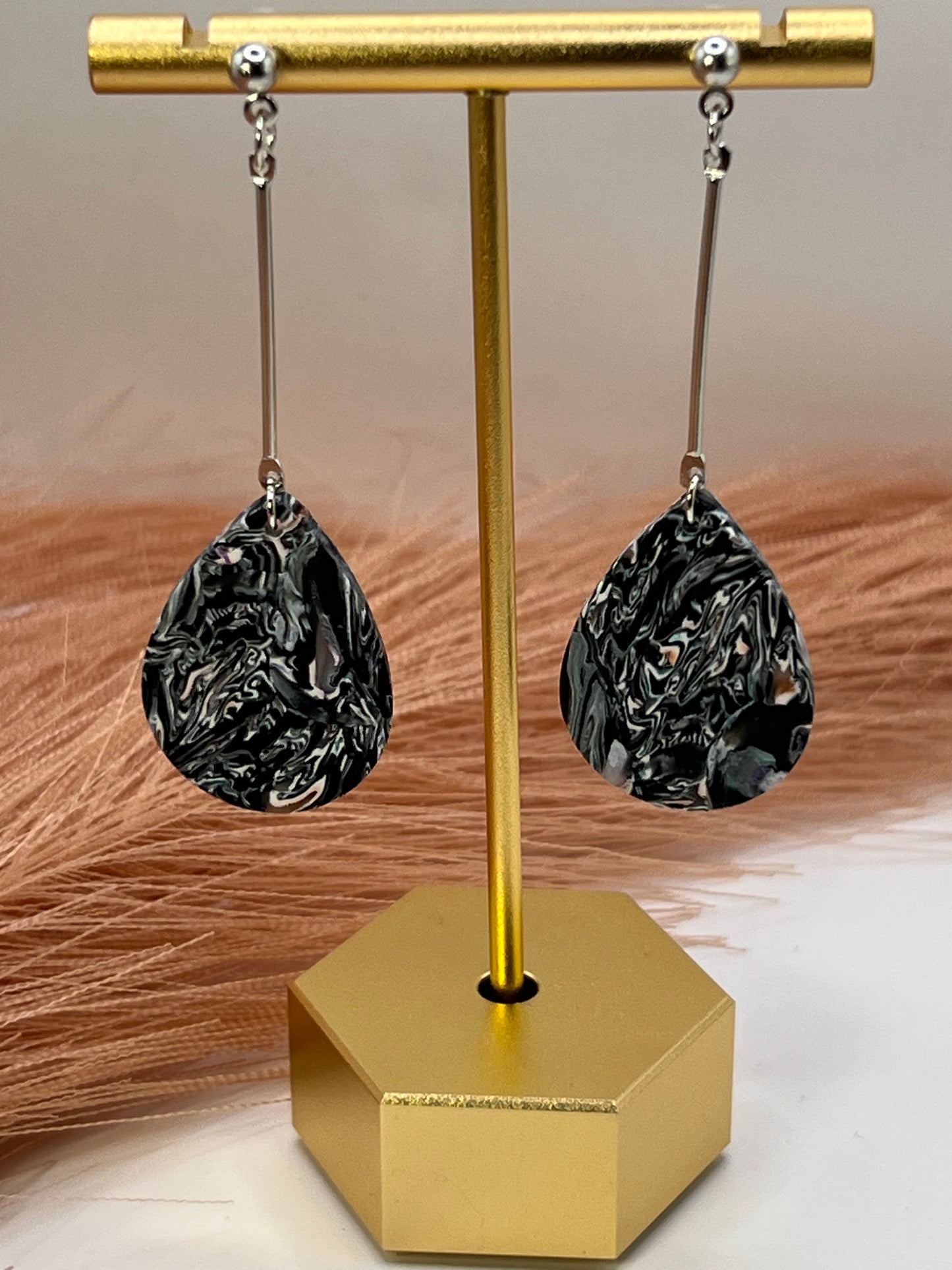 Multicolored black teardrop dangles