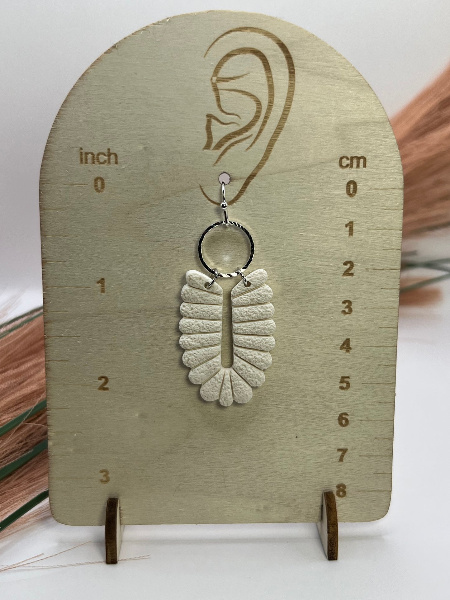 Long white scalloped dangles