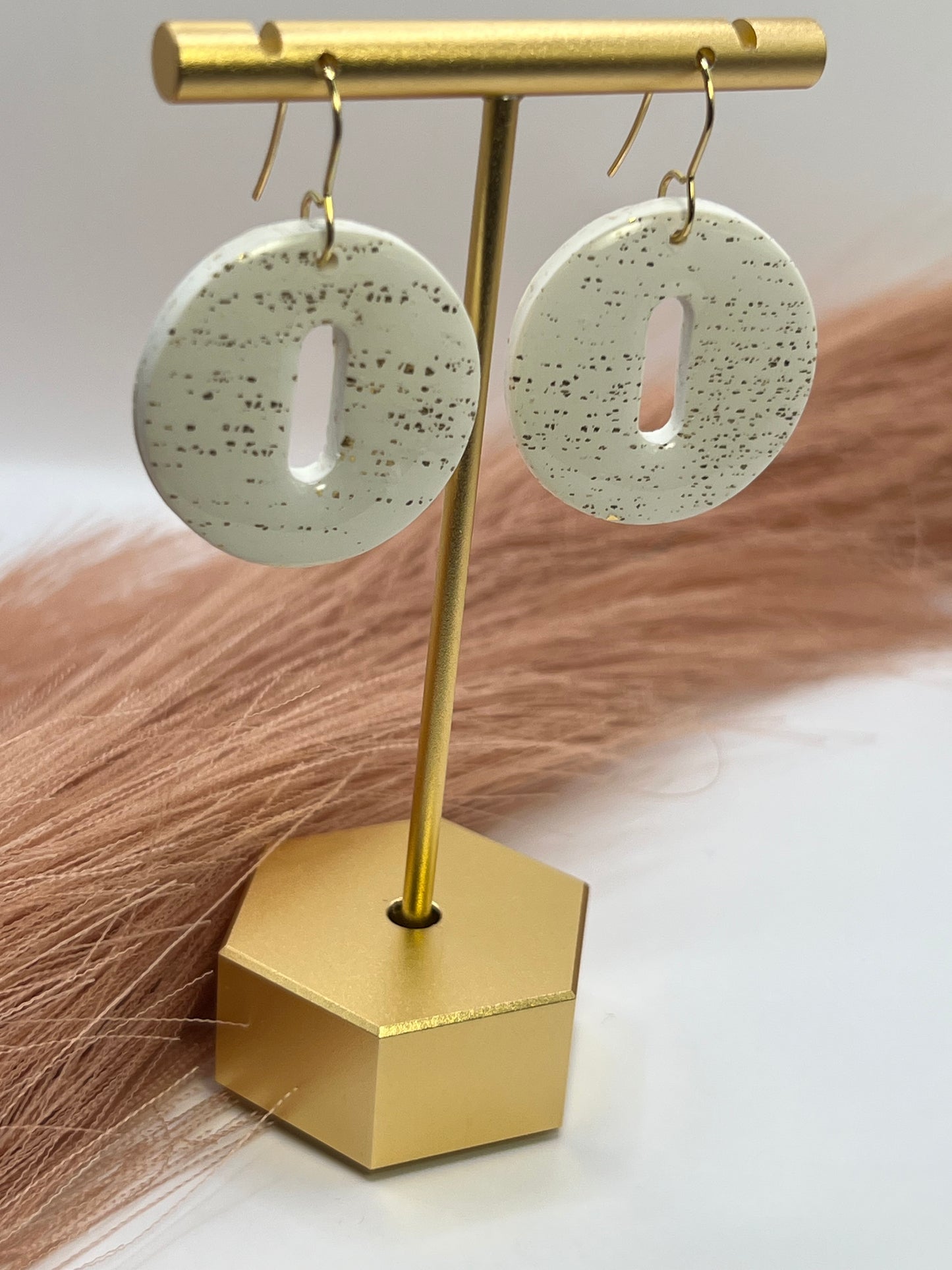 White gold foiled circular dangles