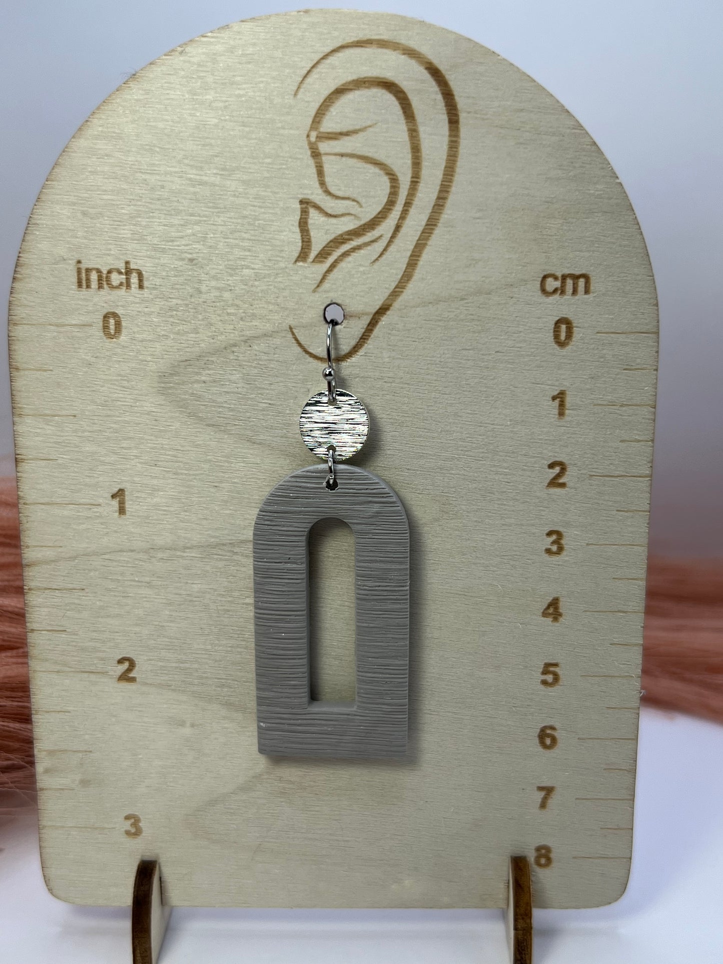 Heather gray arch dangles
