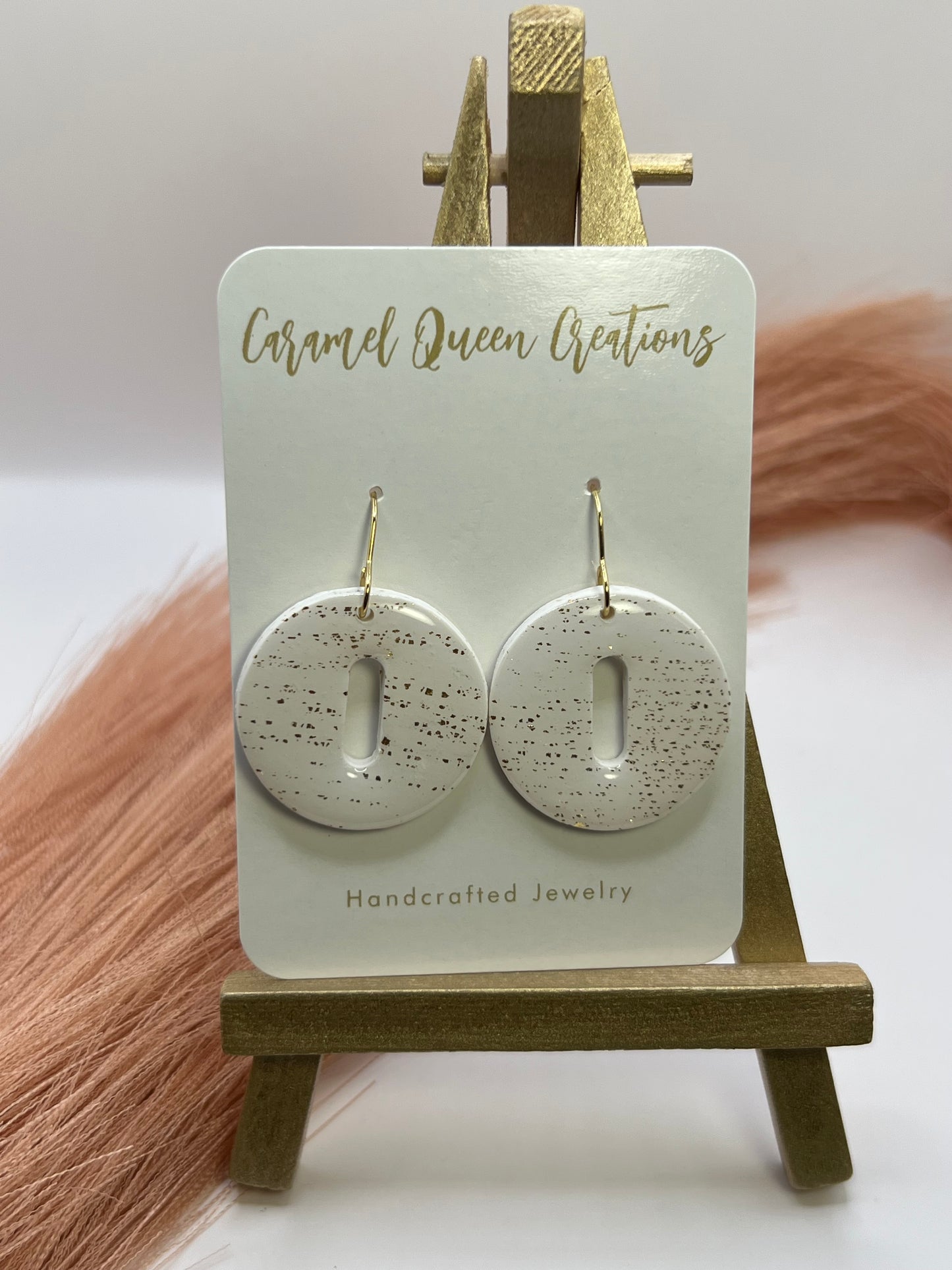 White gold foiled circular dangles