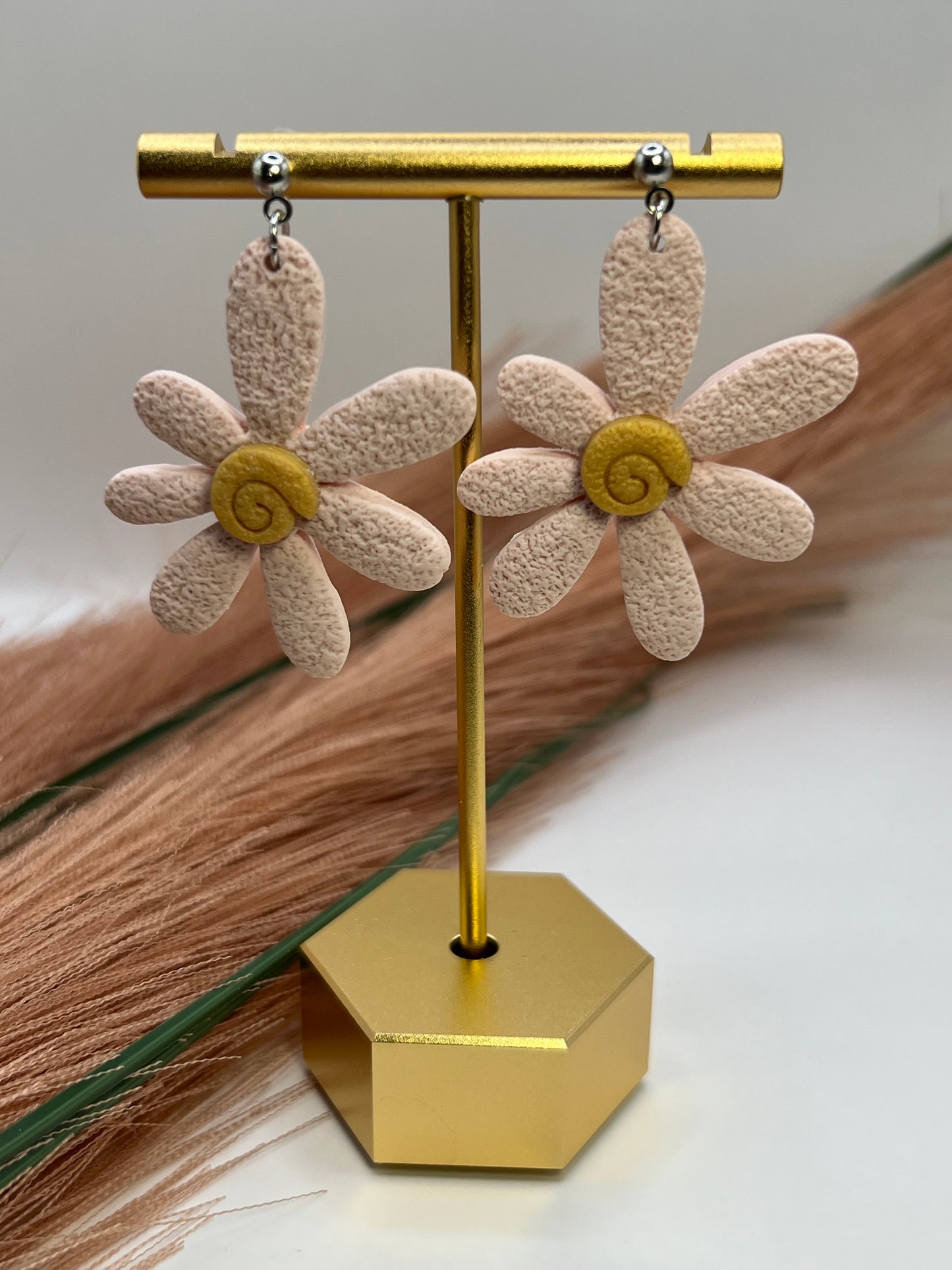 Light pink floral dangles