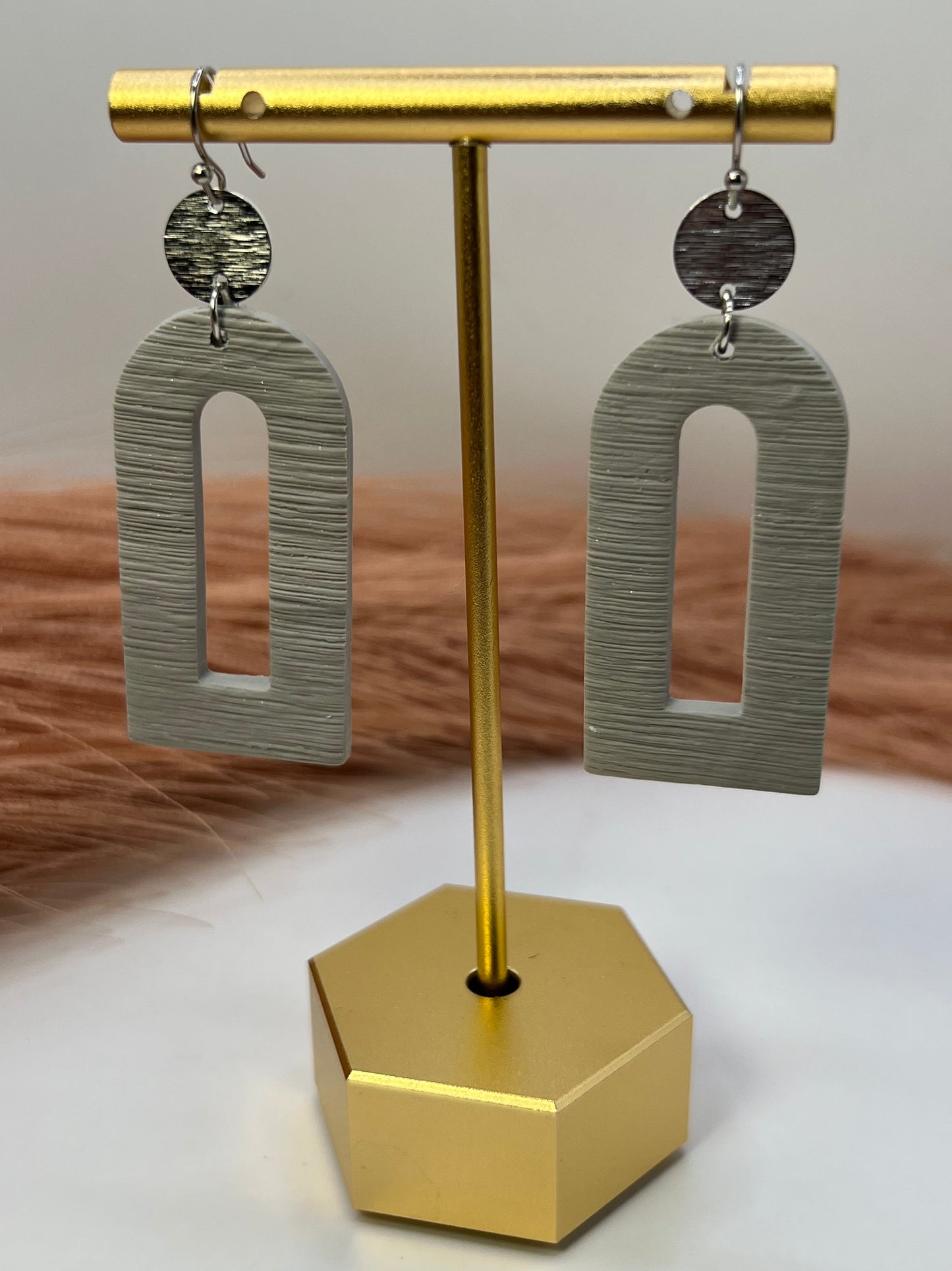 Heather gray arch dangles