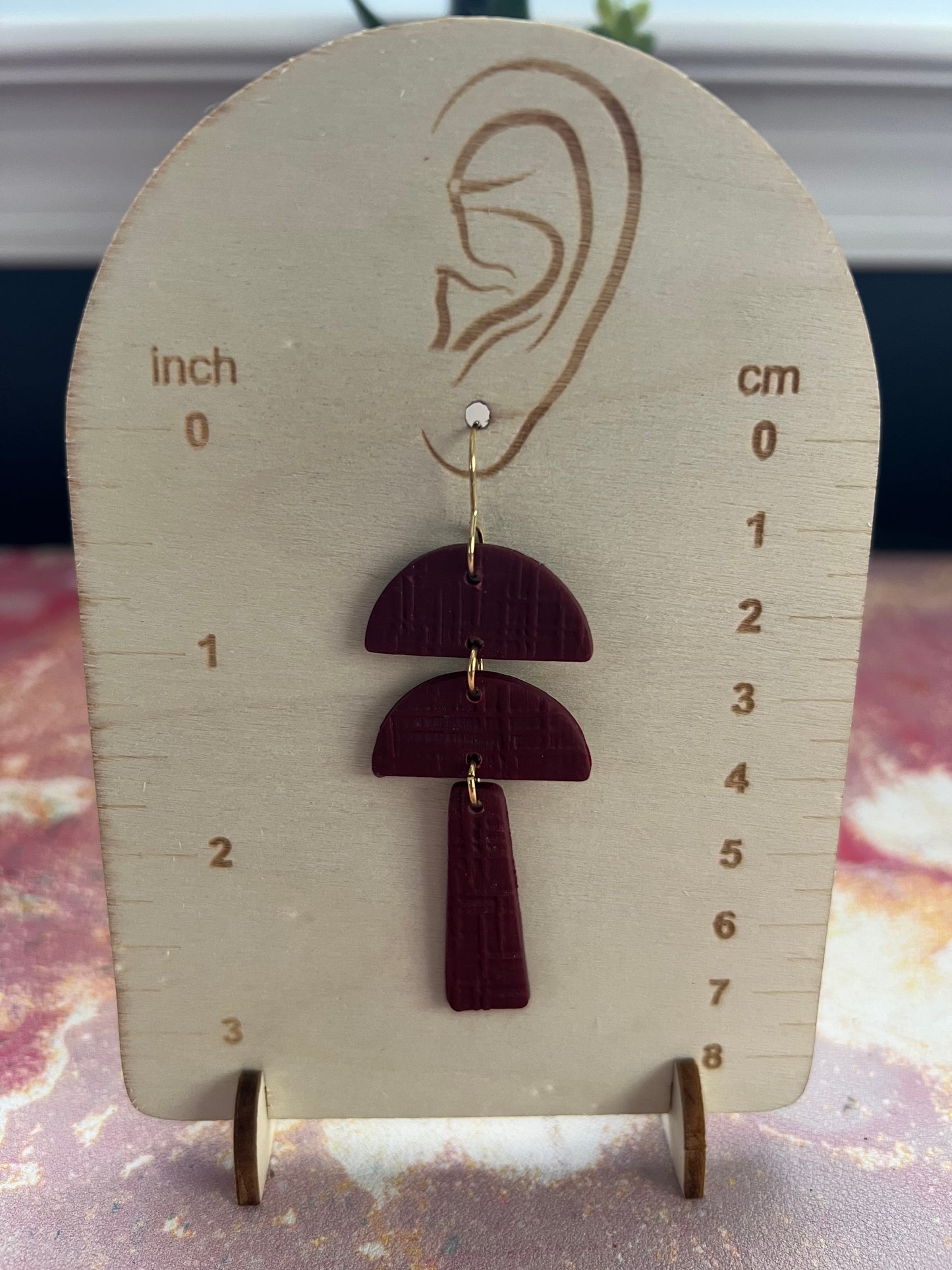 Crimson red abstract dangles