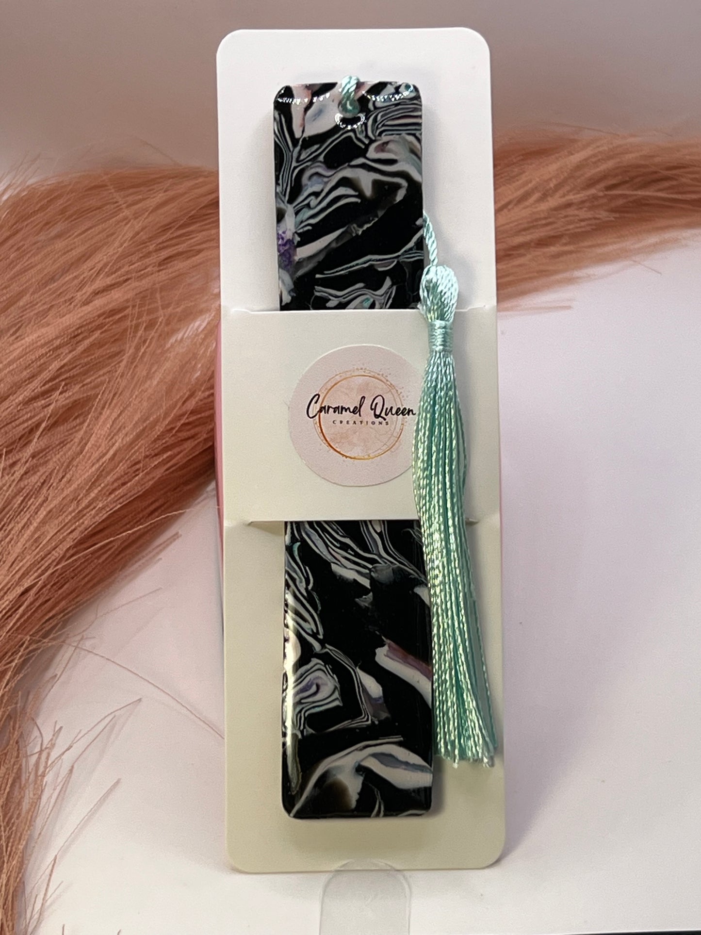 Mint green marbled bookmark