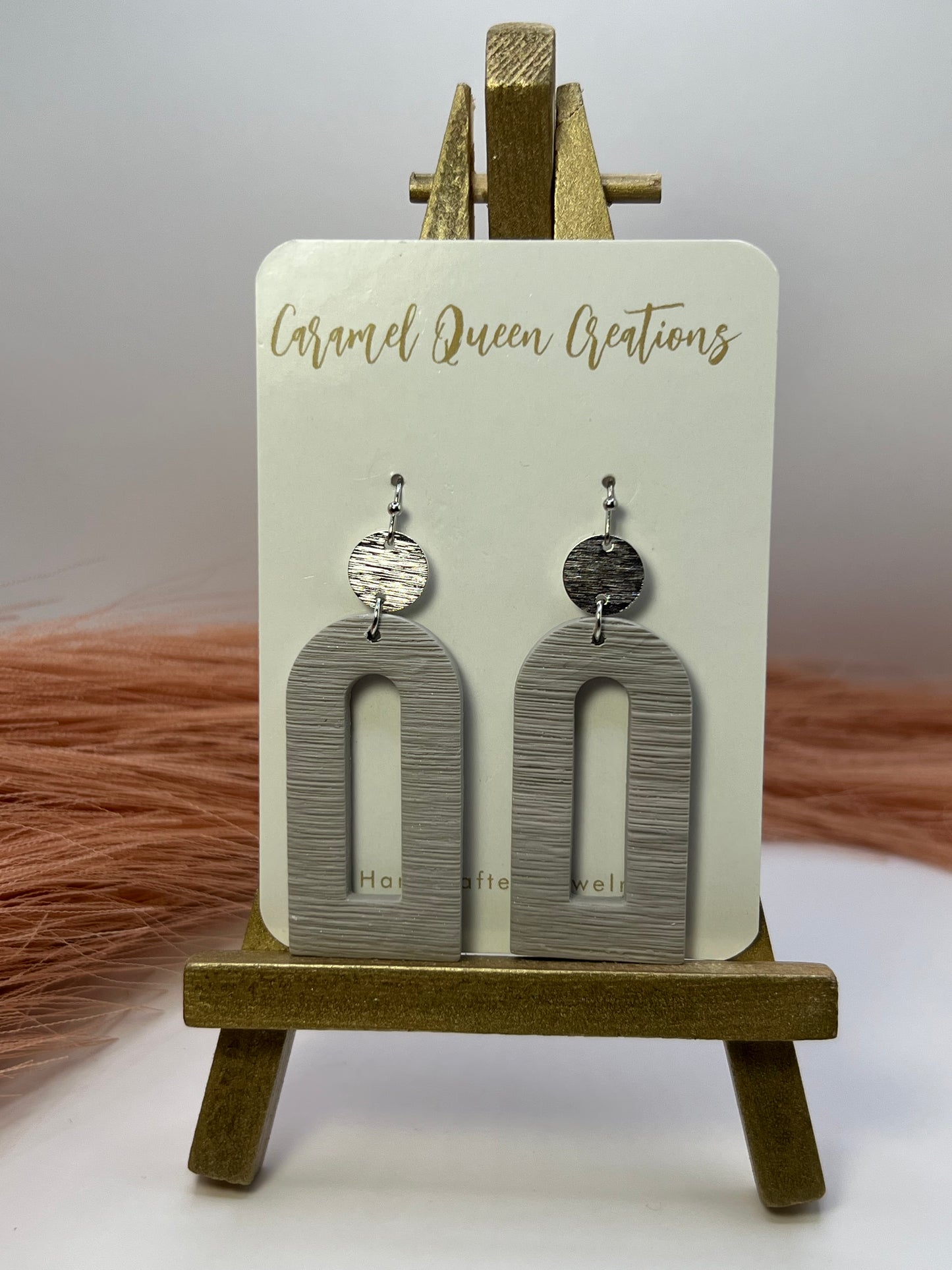 Heather gray arch dangles