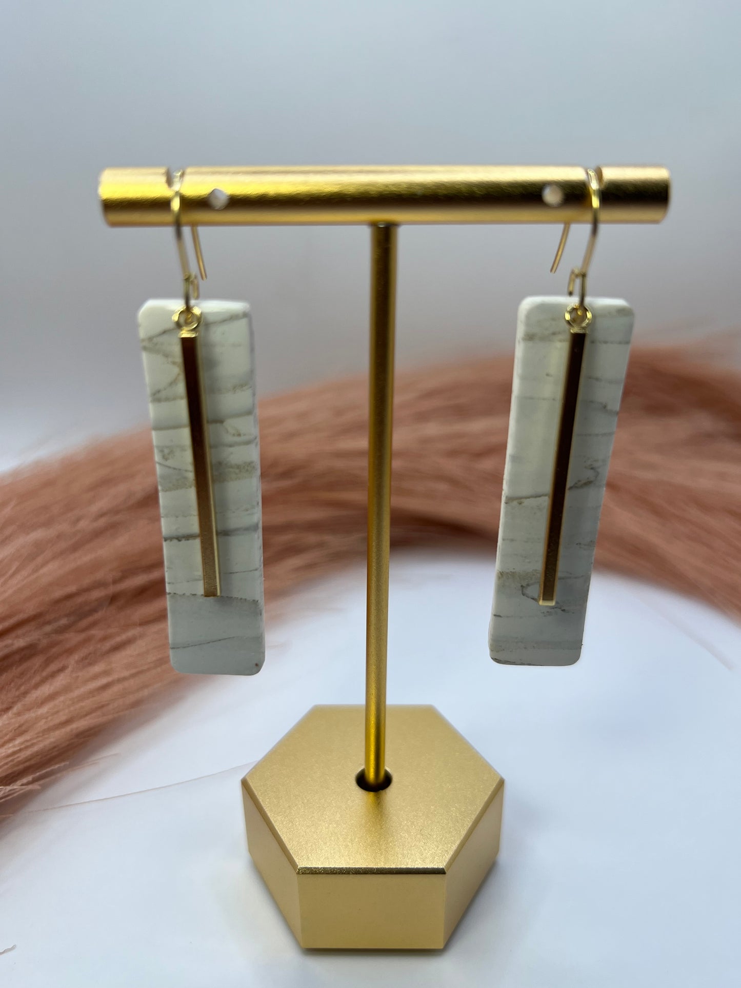 White and gold marbled dangles