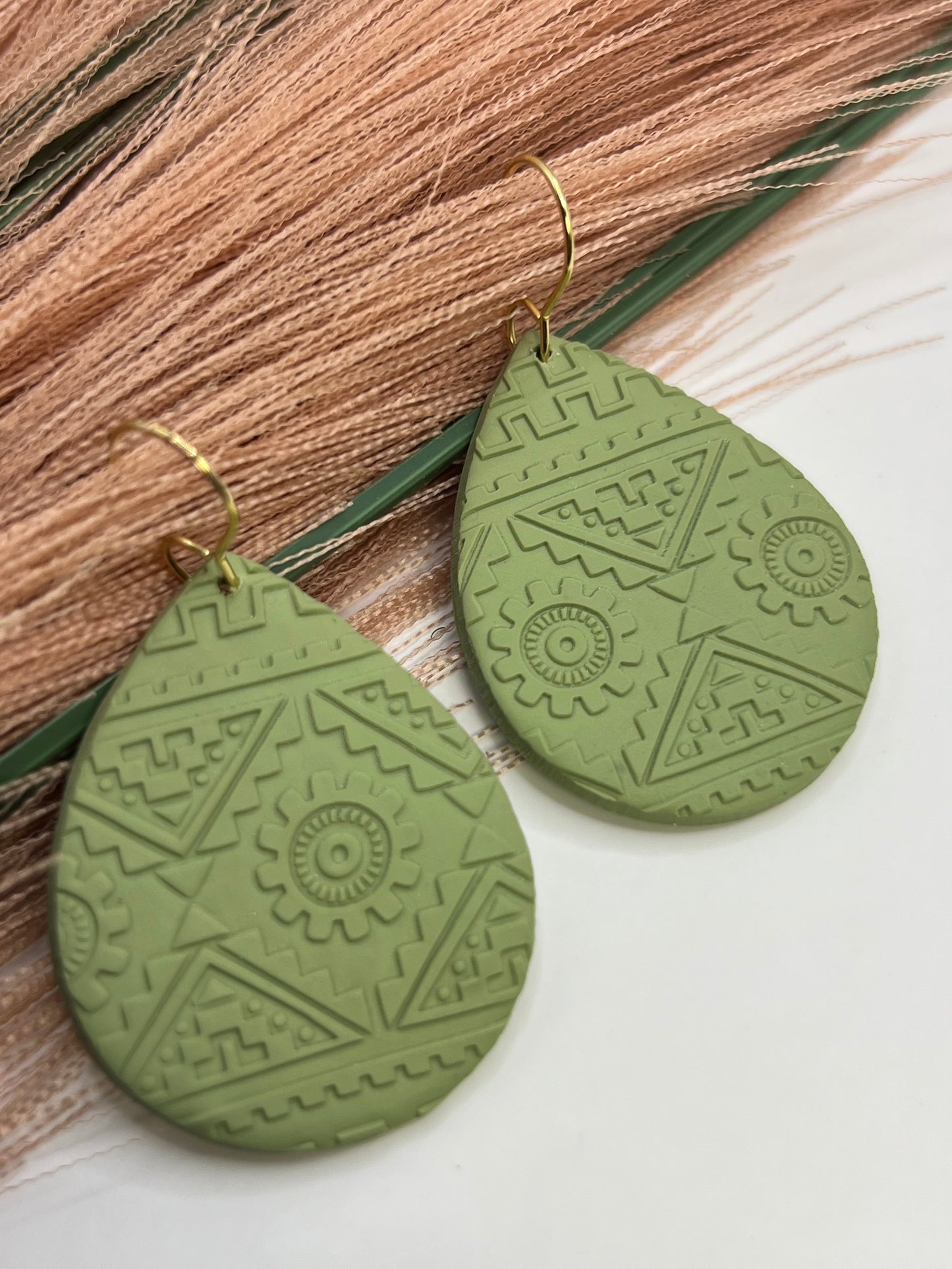 Mint green trible print dangles