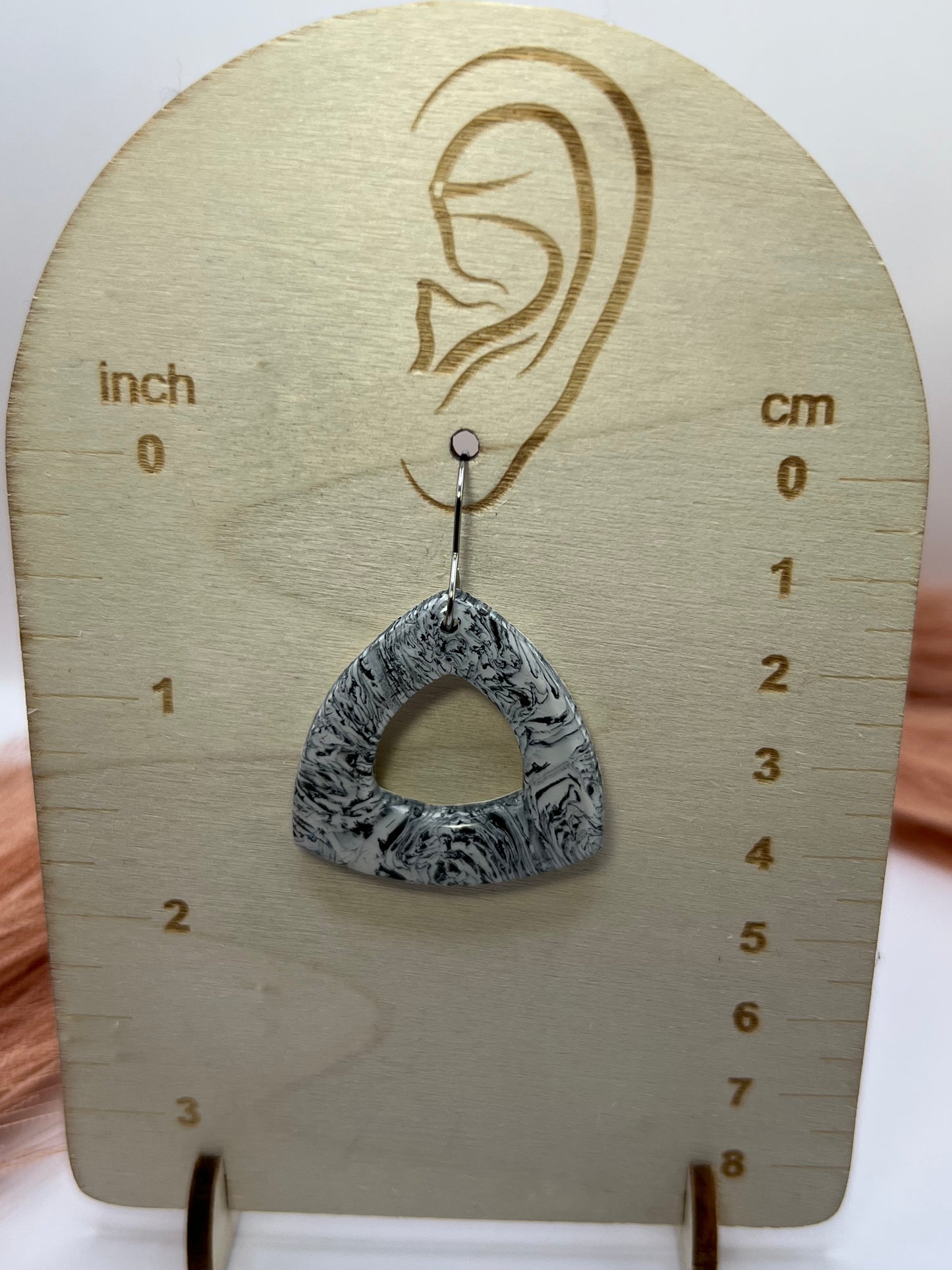 Black and white marbled triangle dangles