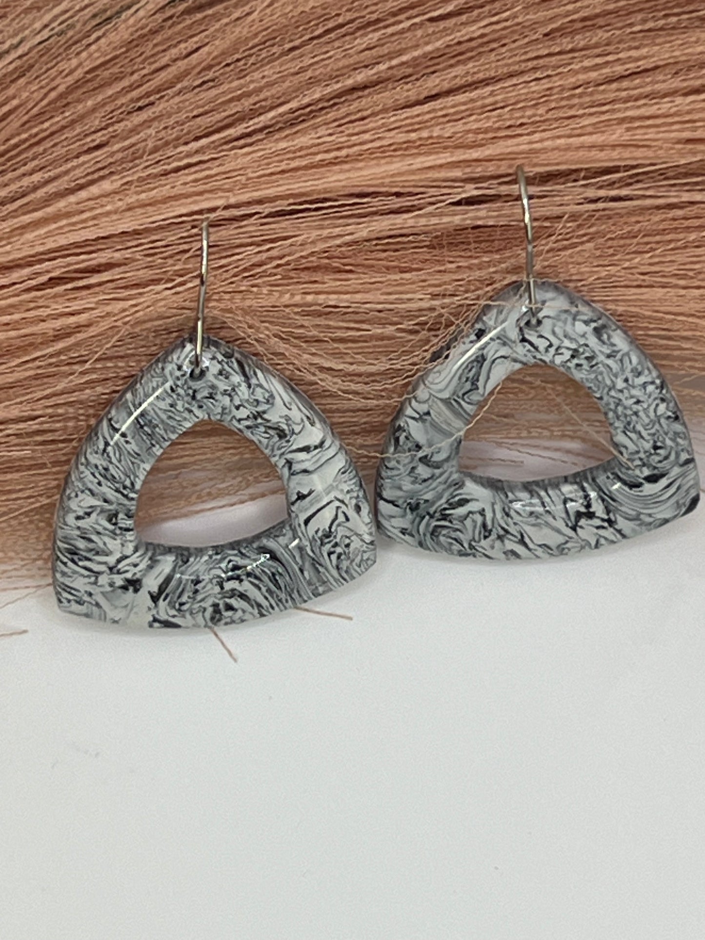 Black and white marbled triangle dangles