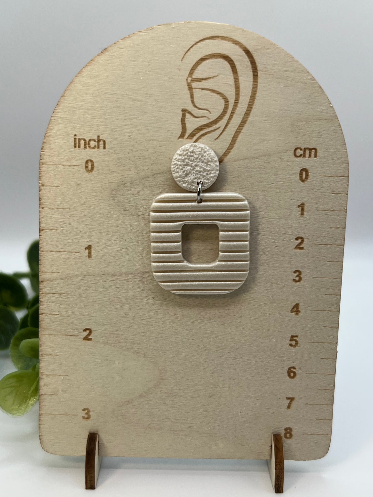 Pearl white square dangles