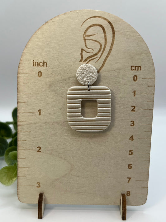 Pearl white square dangles