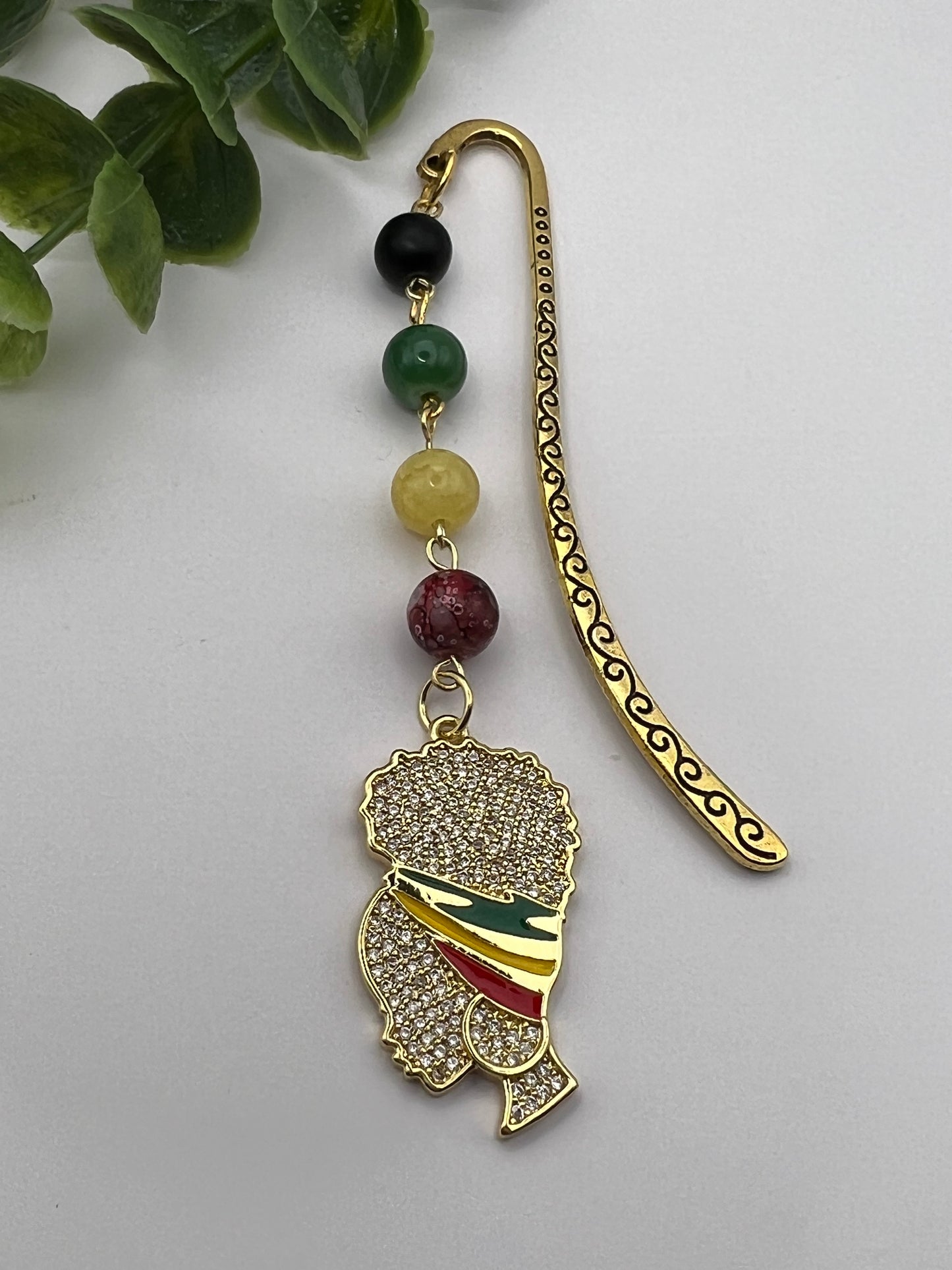 Jamaican inspired beaded bookmark. Queen bookmark