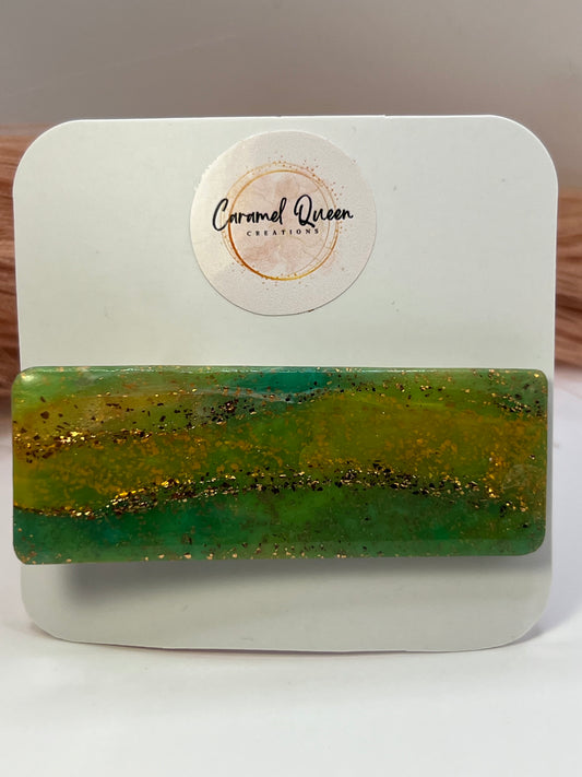 Green marbled hair clip