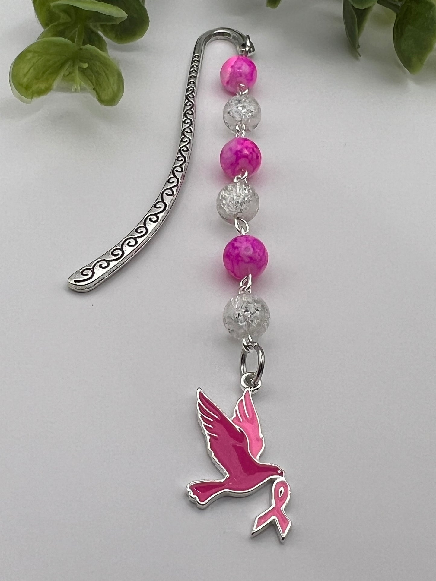 Breast cancer awareness beaded bookmark