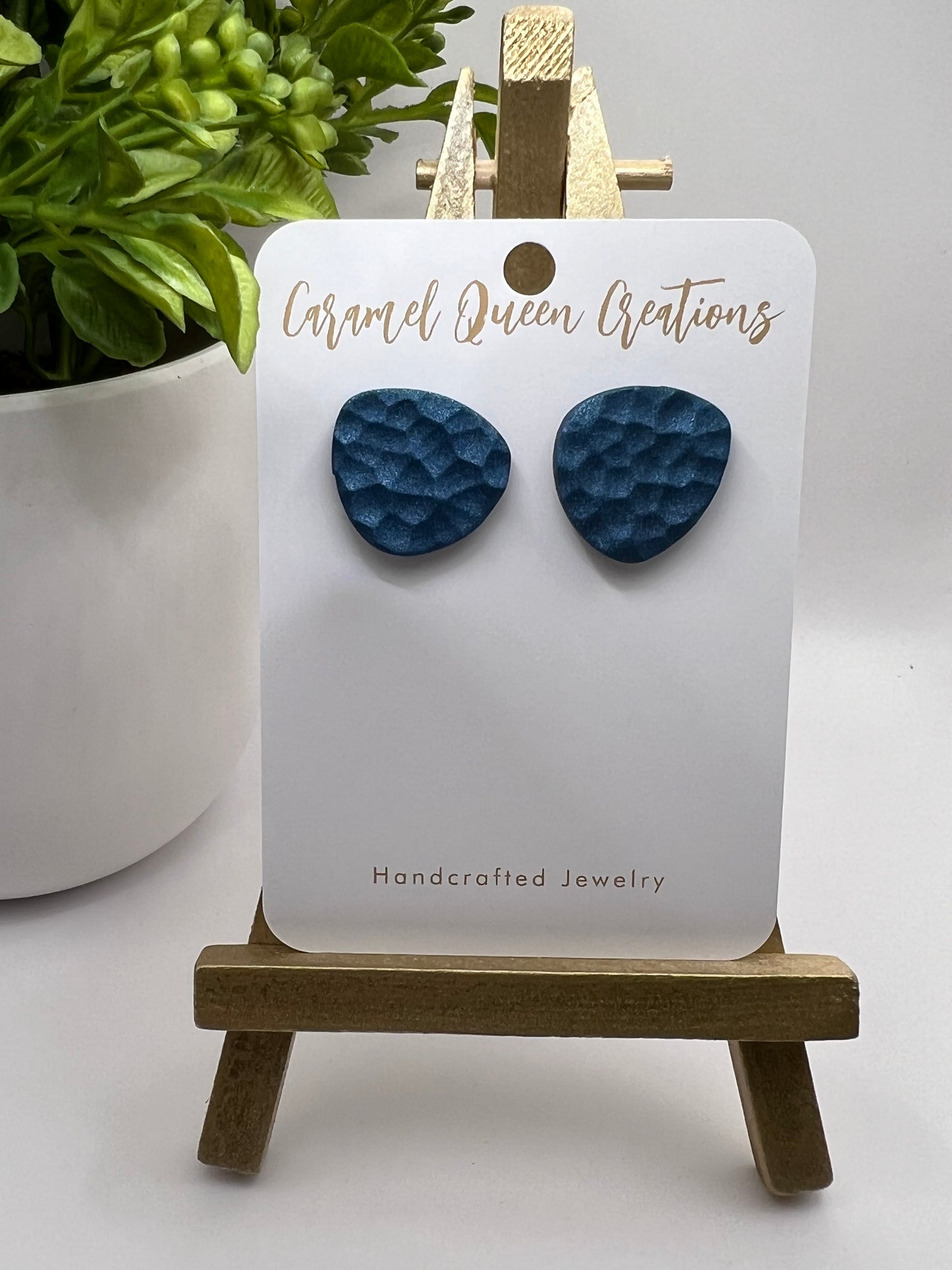 Navy polymer clay studs