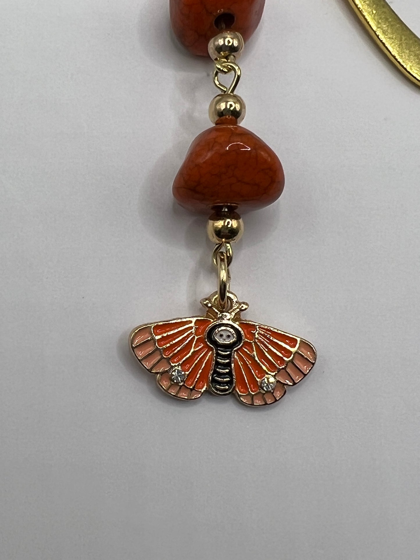 Burnt orange butterfly beaded bookmark