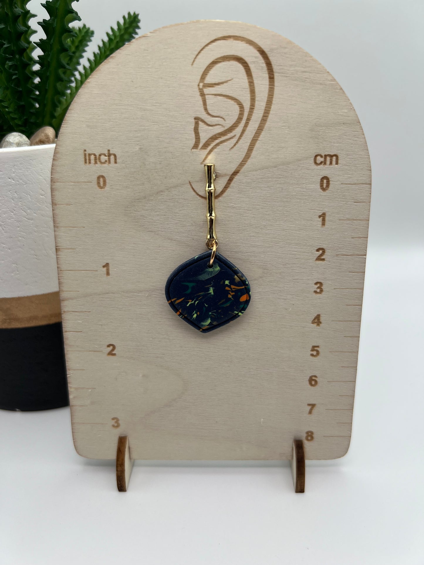 Navy blue multicolored dangles