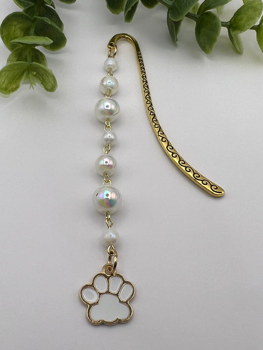 Iridescent beaded dog paw bookmark