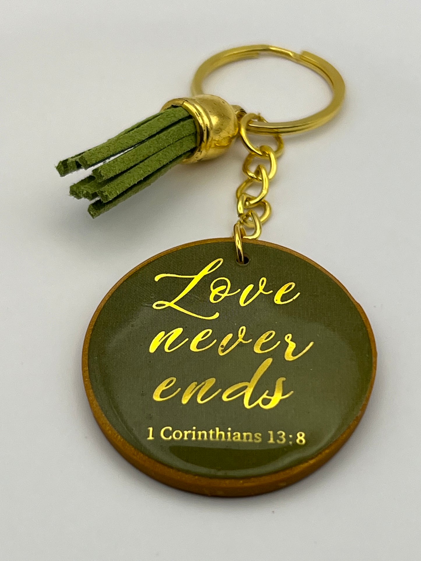 Olive green Inspirational keychain