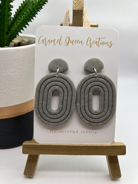 Heather grey oval dangles