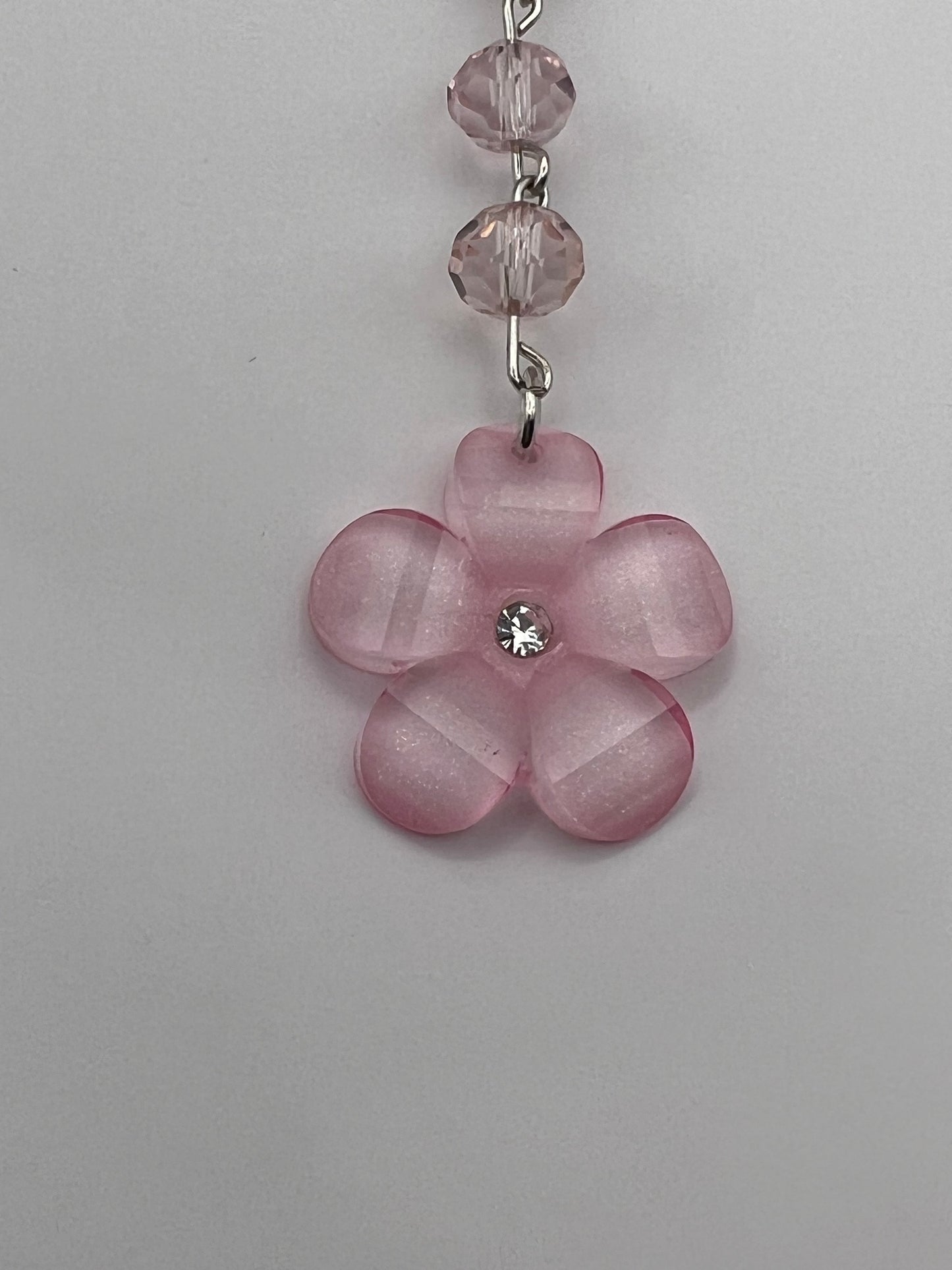 Pink flower beaded bookmark