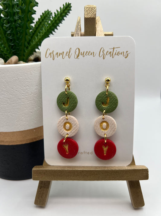 Tri-colored “Joy” dangles