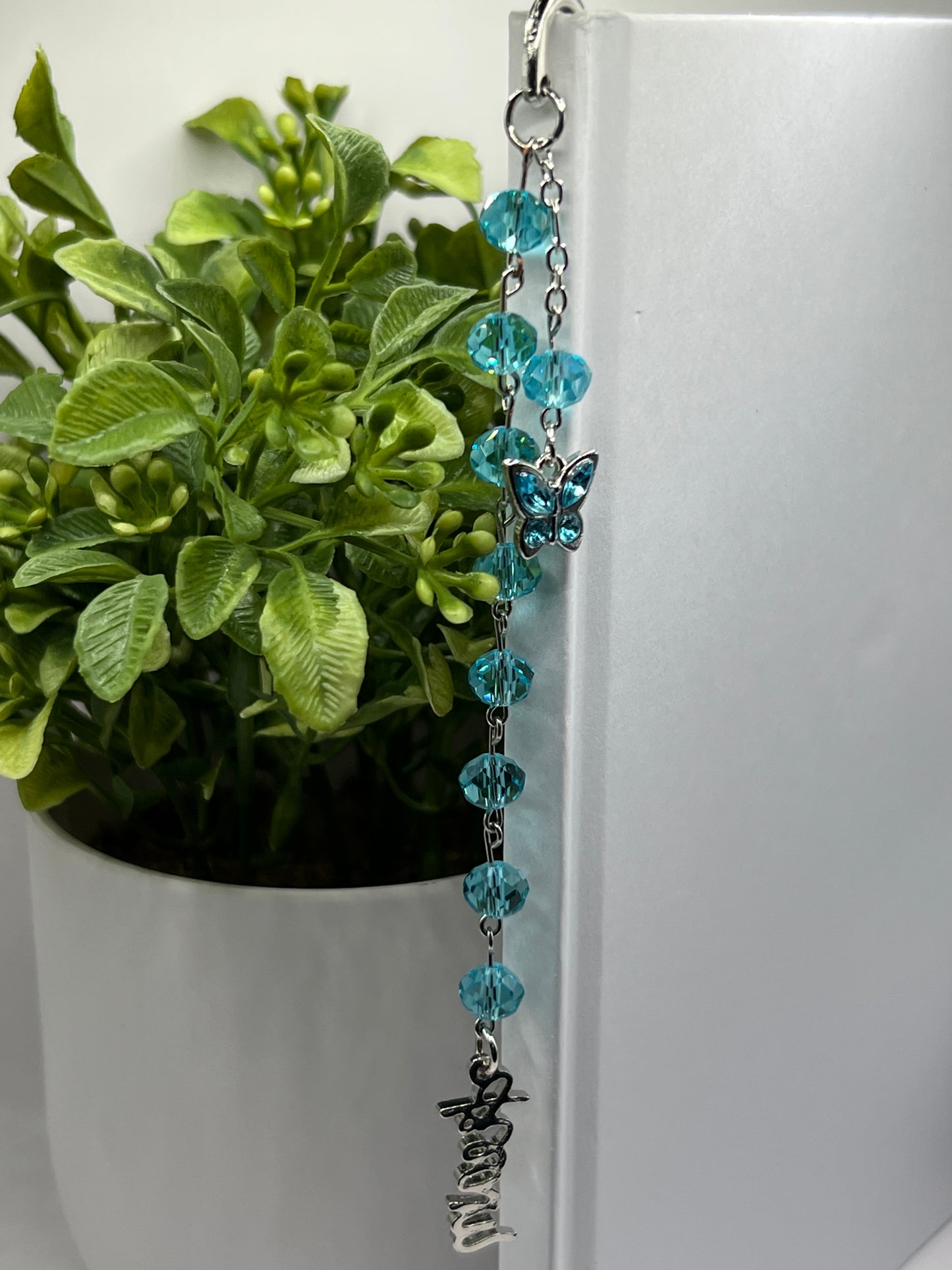 Turquoise “dream “butterfly beaded bookmark