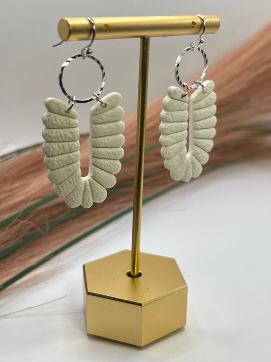 Long white scalloped dangles