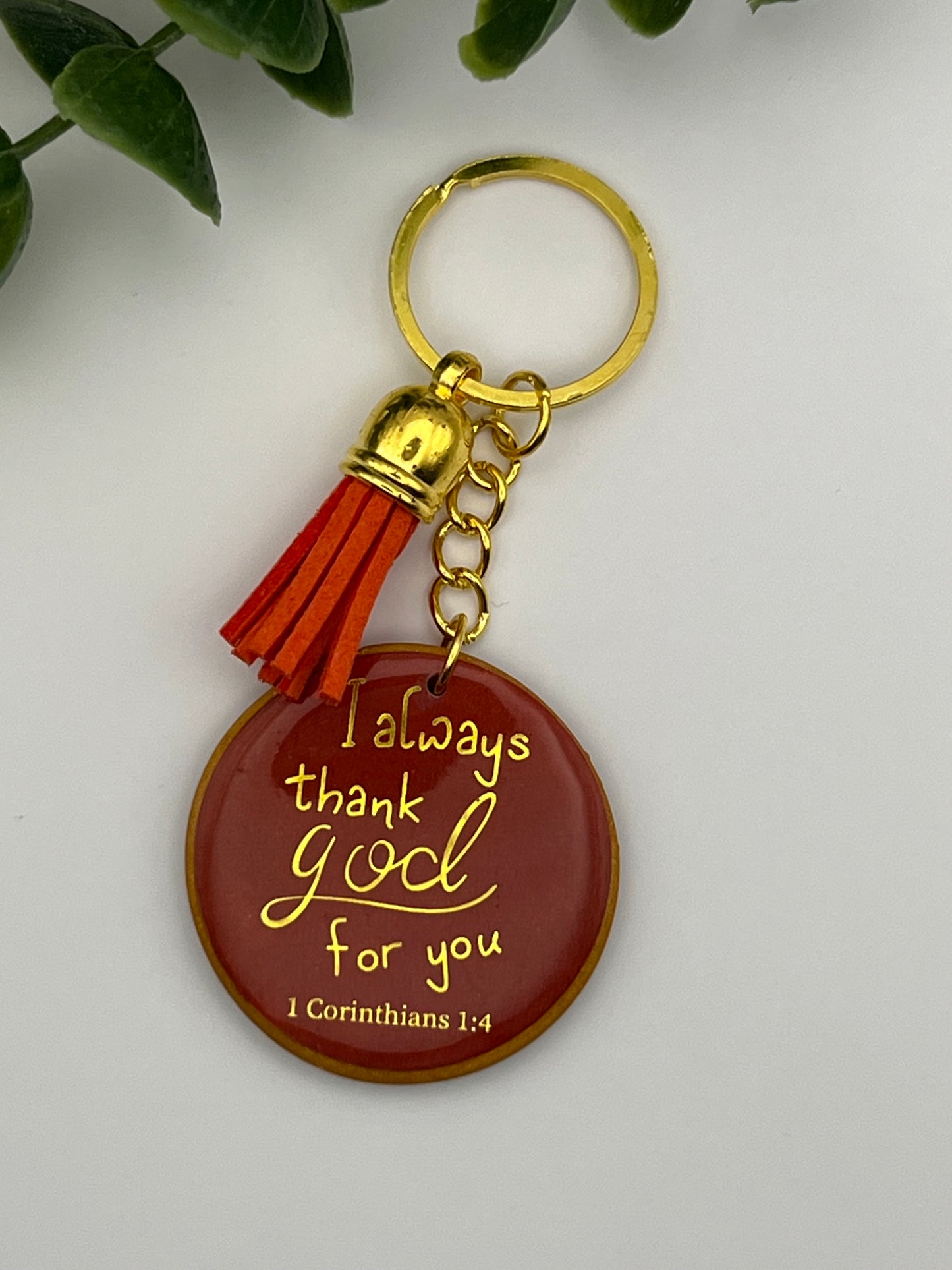 Burnt orange Inspirational keychain