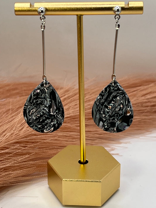 Multicolored black teardrop dangles