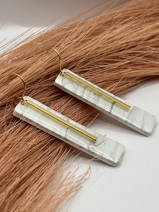 White and gold marbled dangles