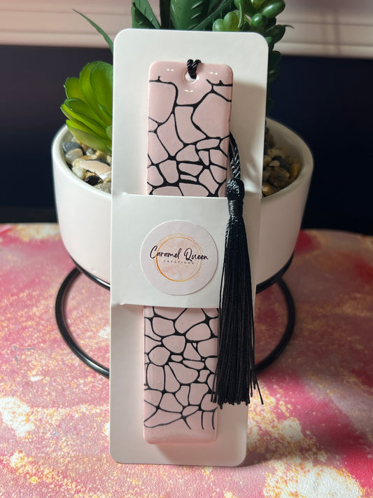 Blush pink and black bookmark