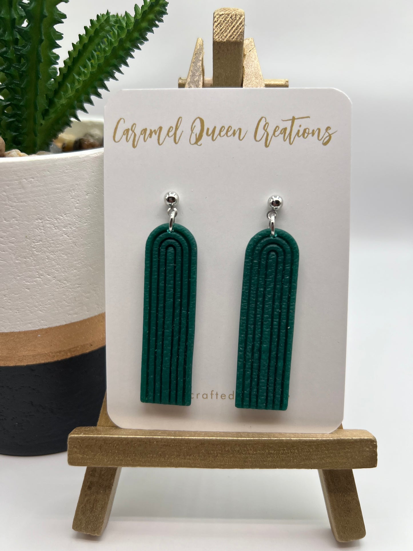 Emerald green long dangle earrings