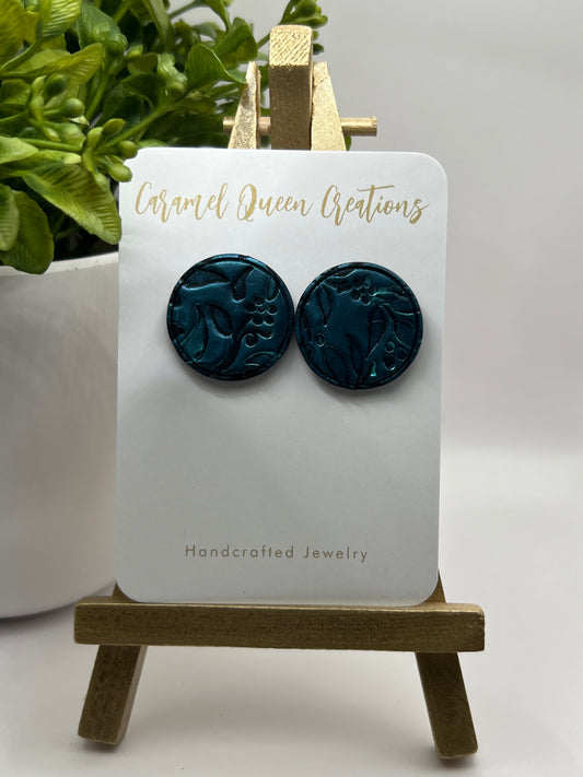 Blue/green shimmery polymer clay studs