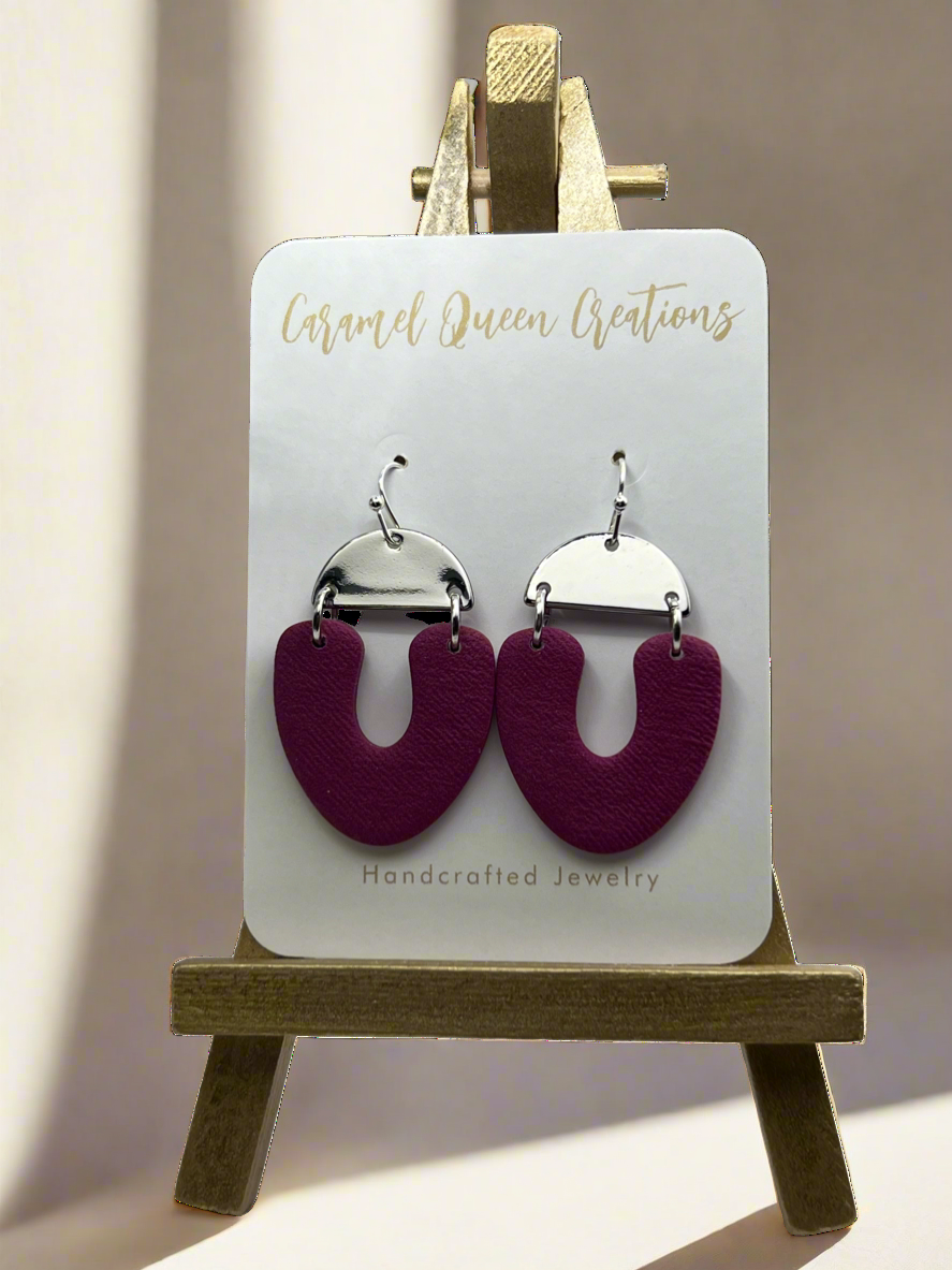 Fuschia dangle polymer clay earrings