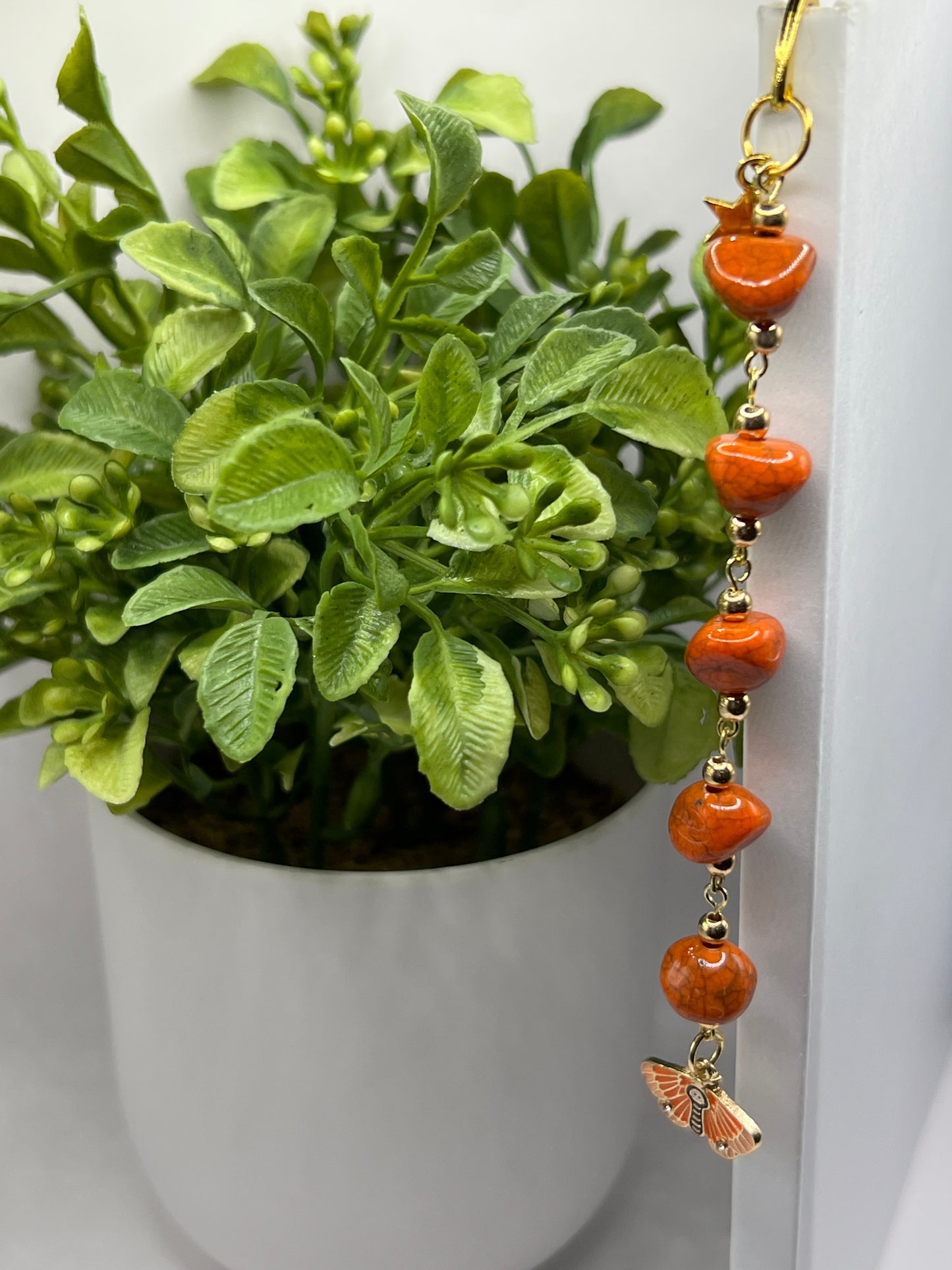 Burnt orange butterfly beaded bookmark