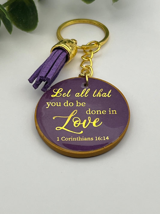 Dark Purple scriptural keychain