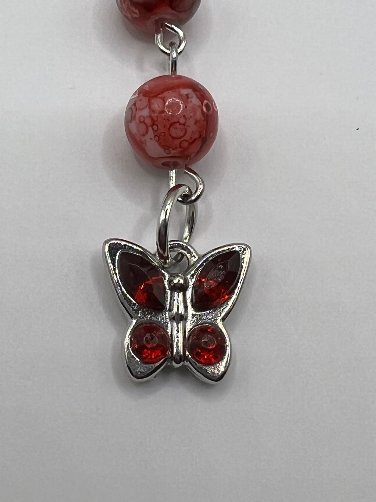 Burgundy butterfly beaded bookmark