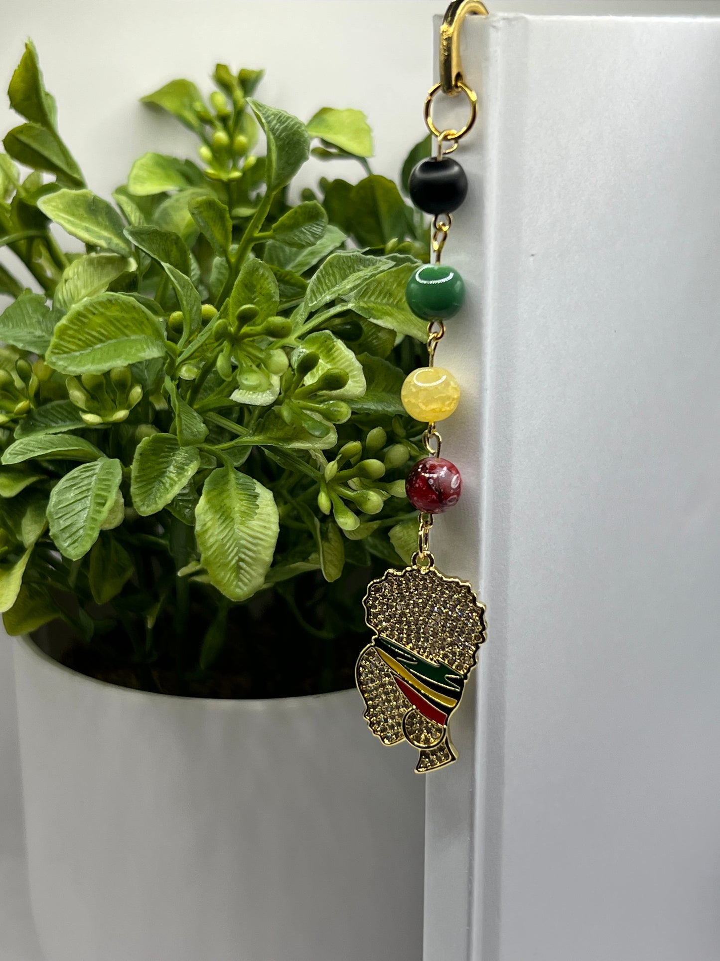 Jamaican inspired beaded bookmark. Queen bookmark