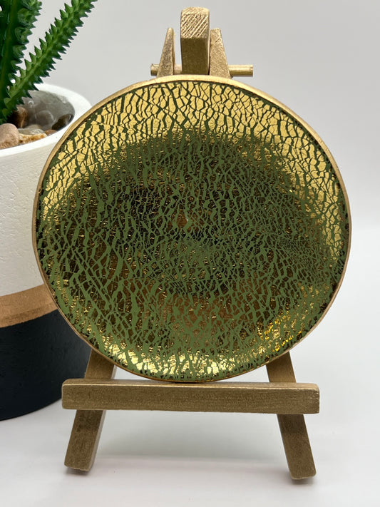 Olive green and gold foil trinket dish