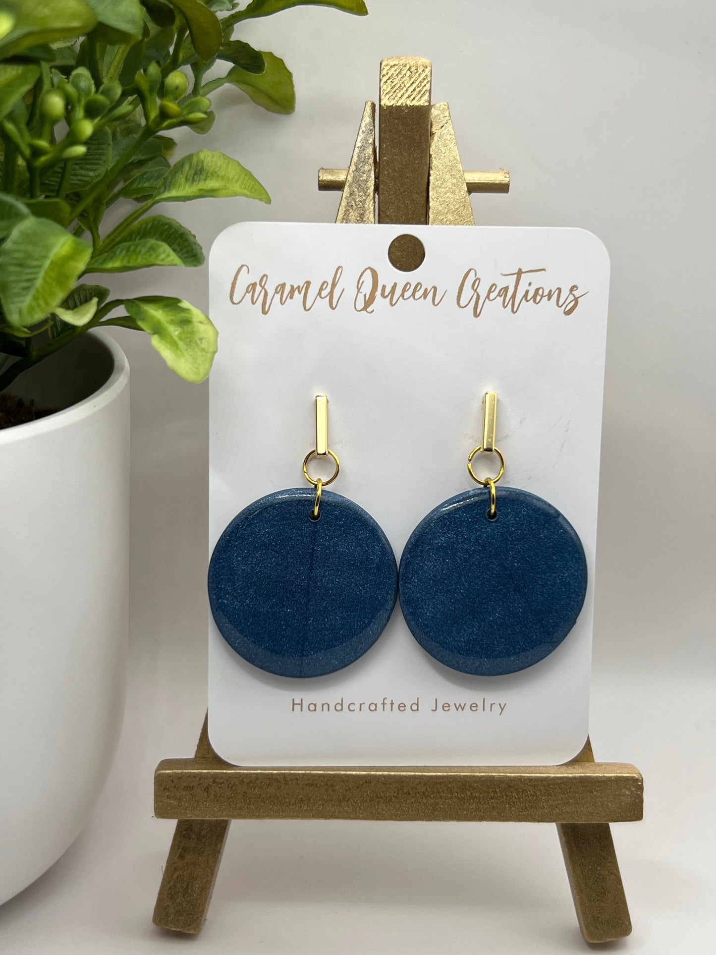 Navy blue polymer clay dangle