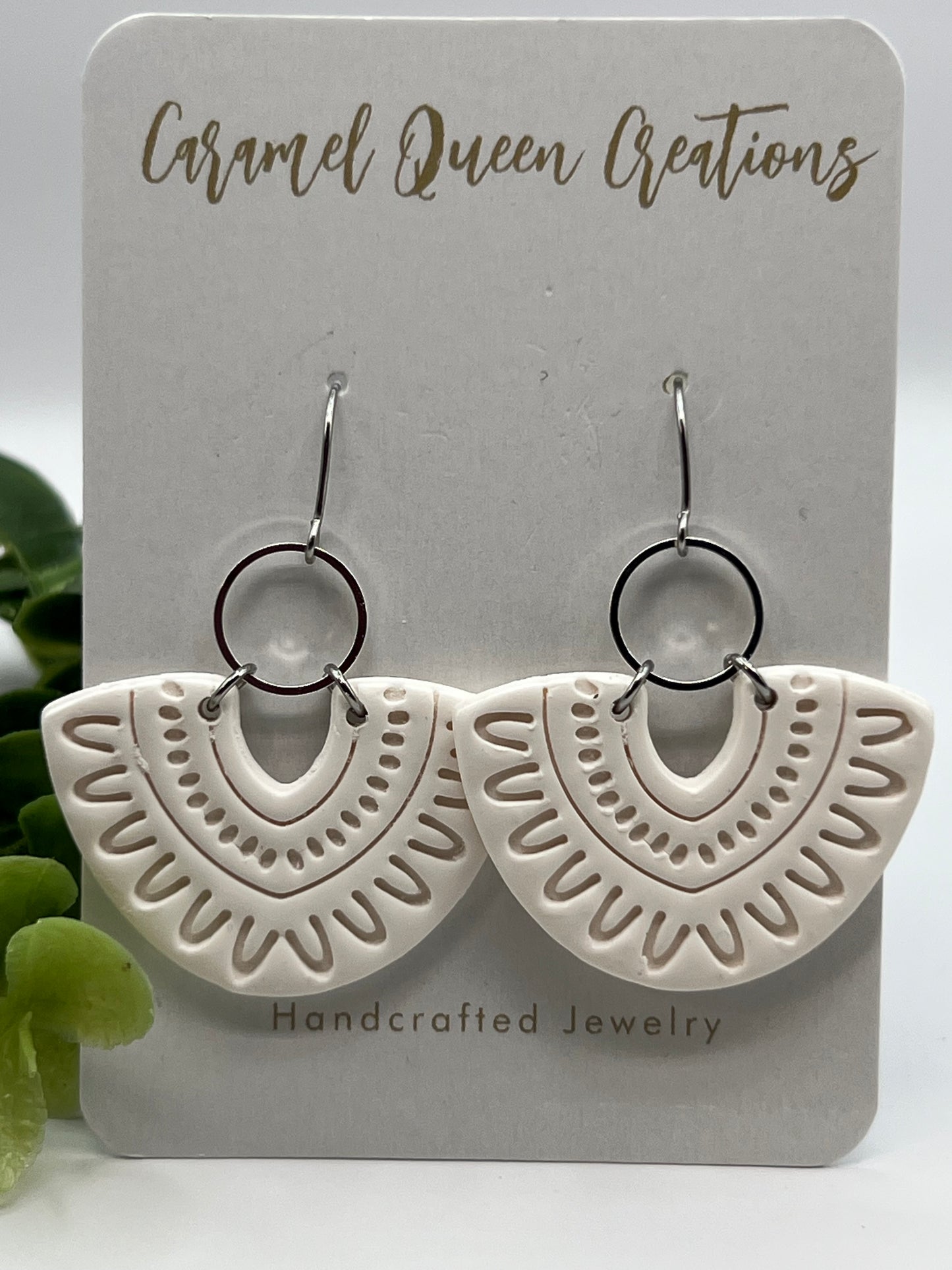 White boho earrings