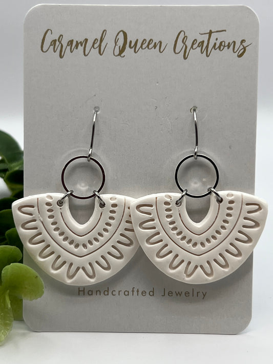 White boho earrings