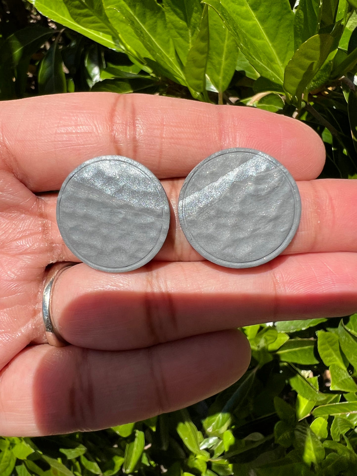 Gray polymer clay stud