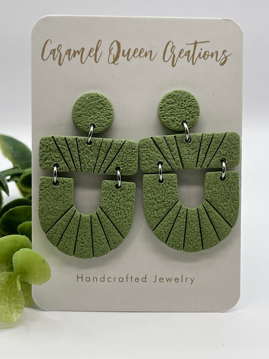 Olive green geometrical dangles