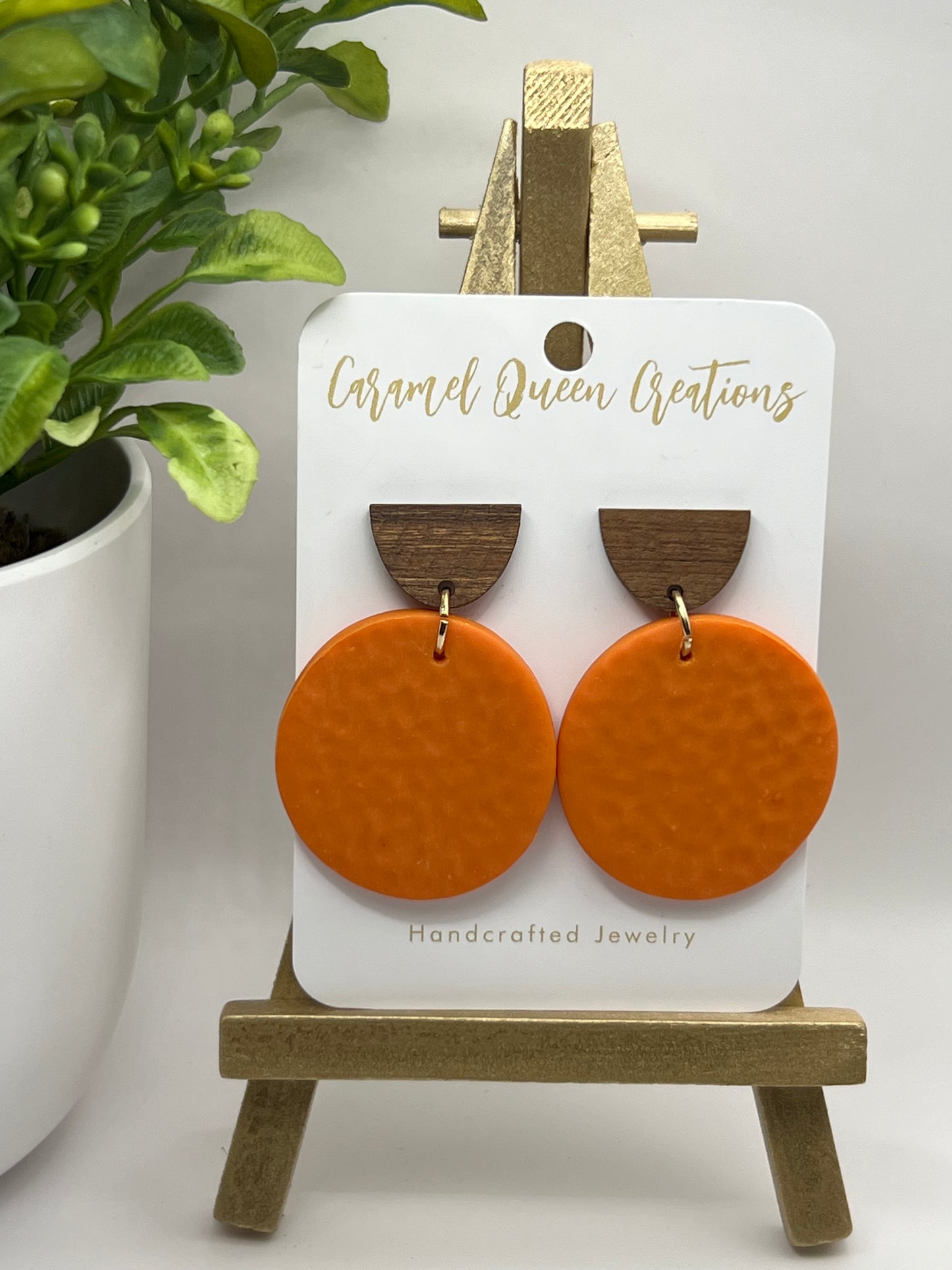 Orange polymer clay dangle